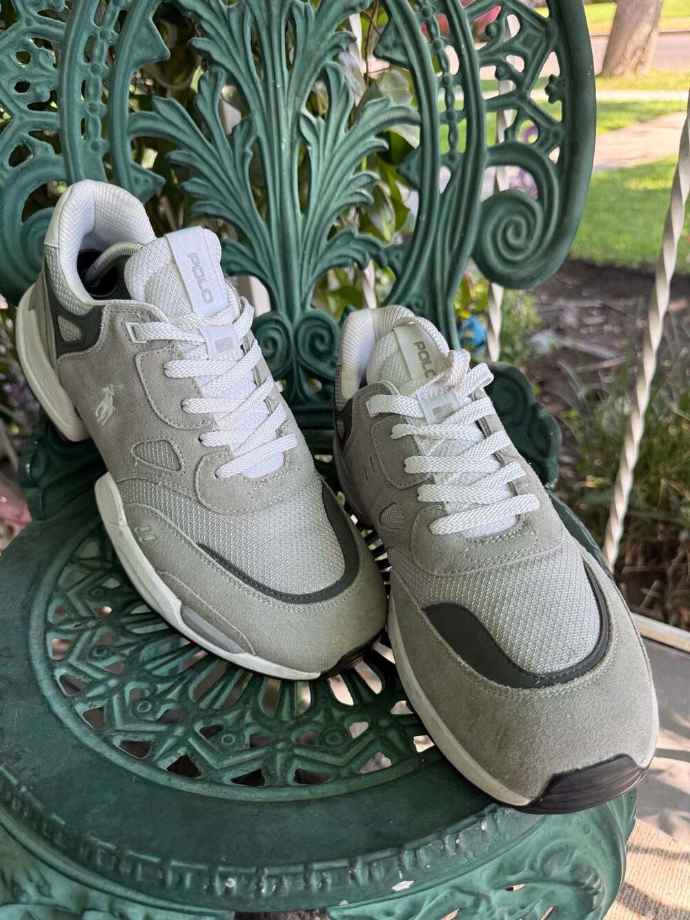 Polo Ralph Lauren Retro Jogger Sneakers Grey Suede Casual Athletic Shoes